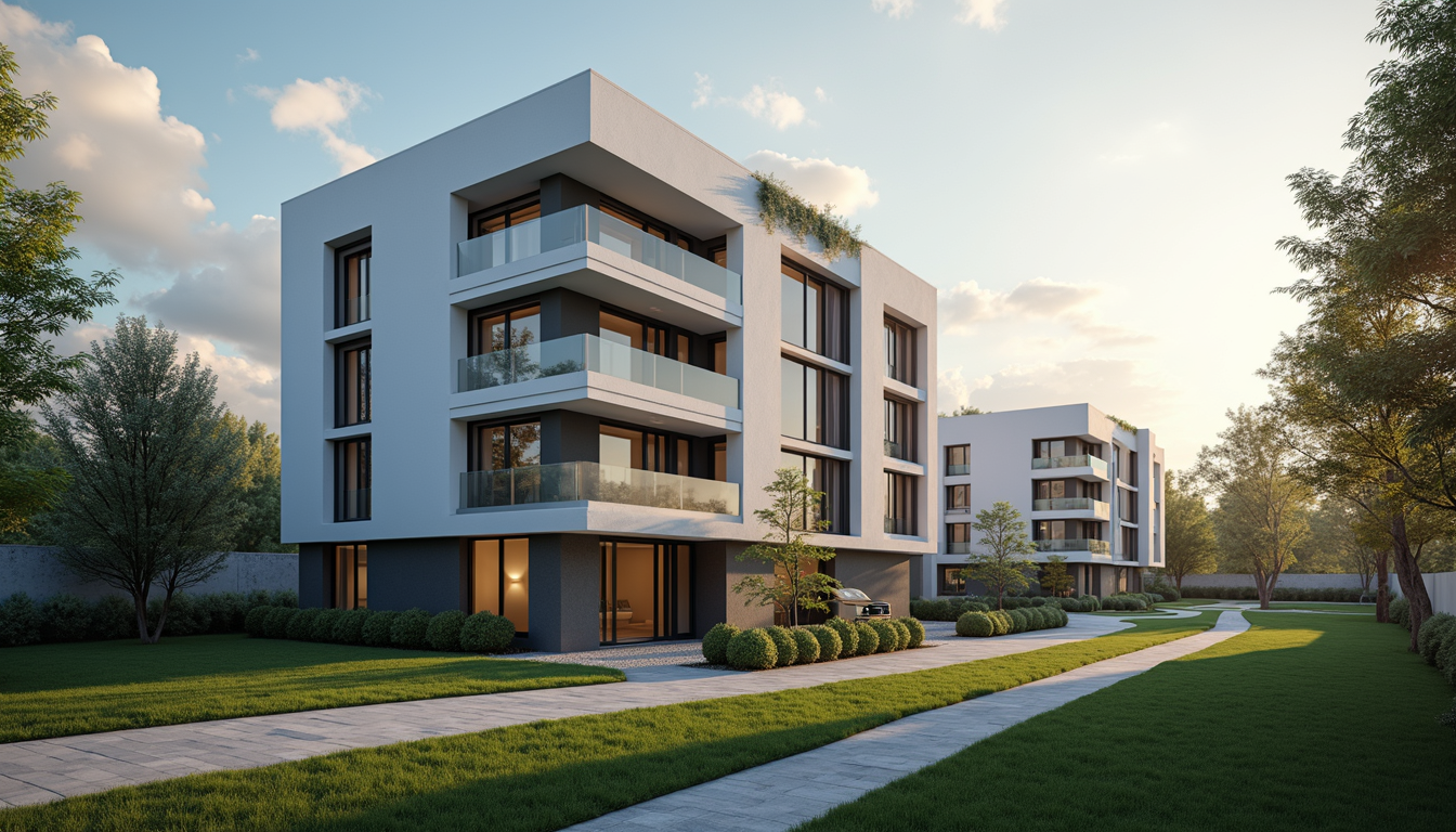 High angle view of a completed residential building with modern design